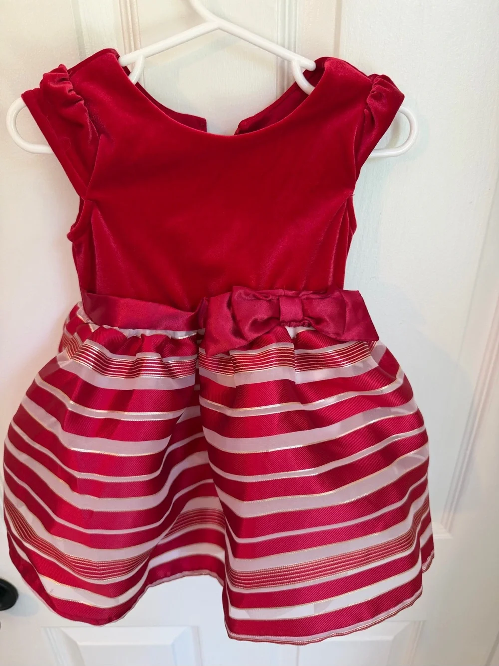 NWT The Children's Place Red Satin & Striped Organza Holiday Dress 12-18M